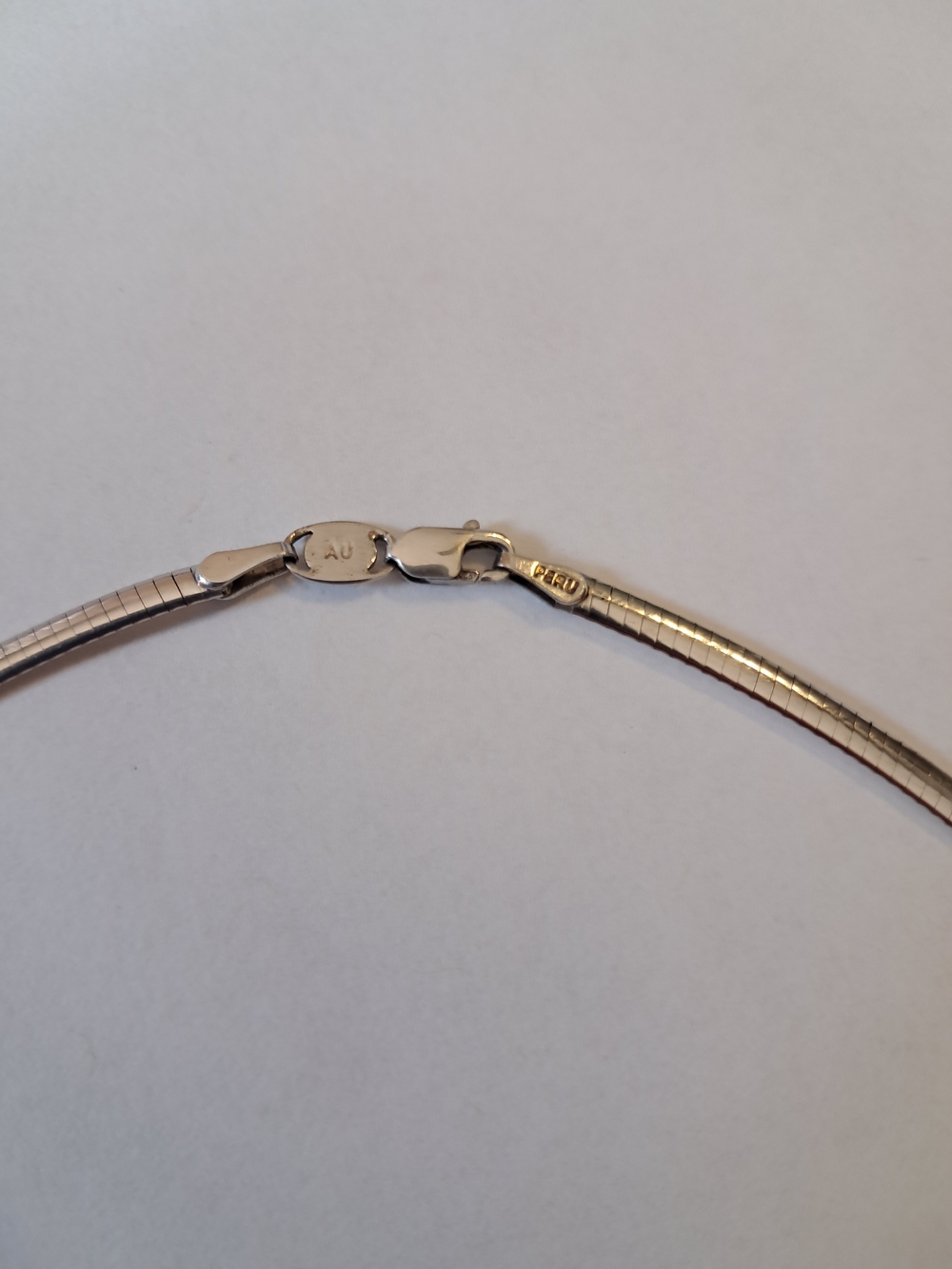 10K Gold & Sterling Silver Reversible Omega Chain Necklace 17-18" 925 1/15 - Picture 7 of 12